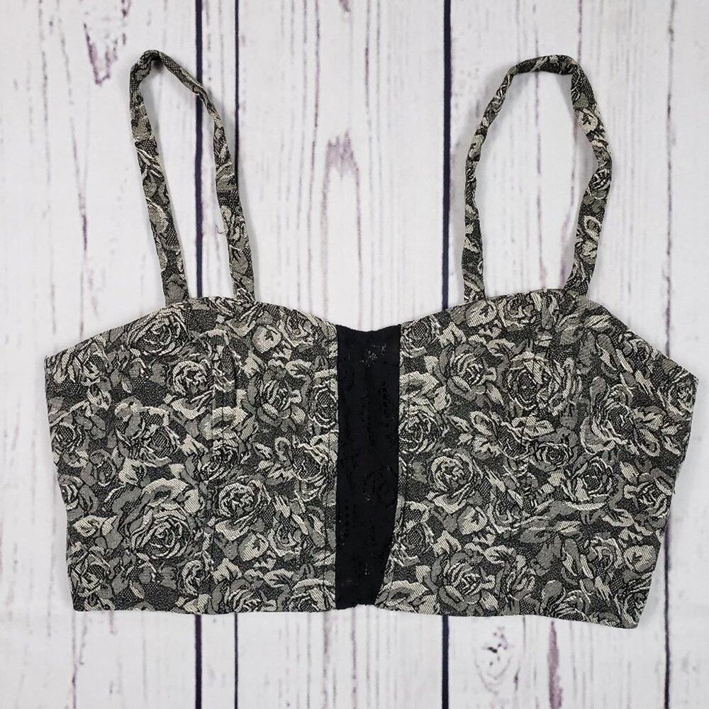 Pins and Needles Gray & Black Floral Print Bralette Women's Size Small